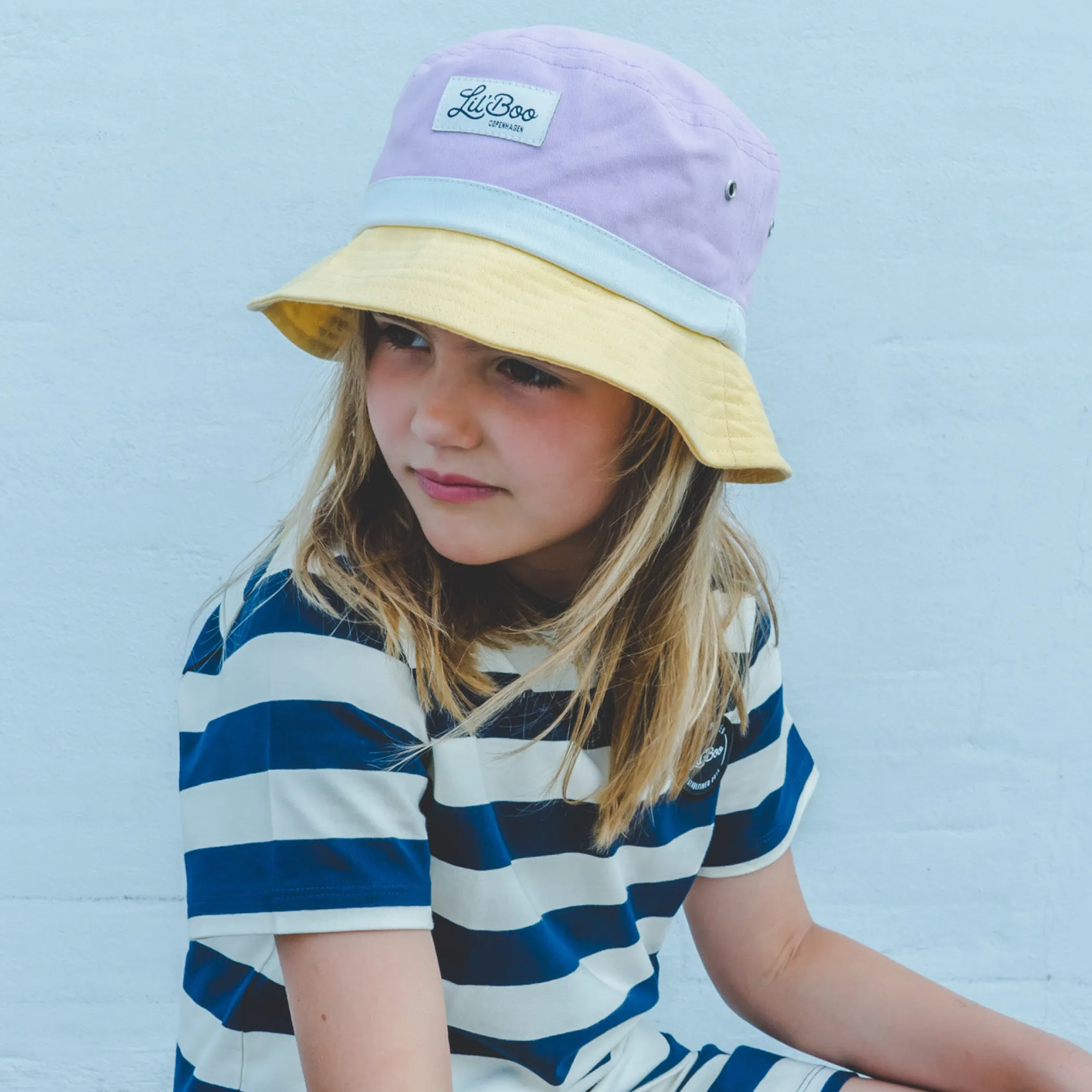 Lil' Boo Block Purple/Yellow Bucket Hat (ORGANIC)< Bucket Hats