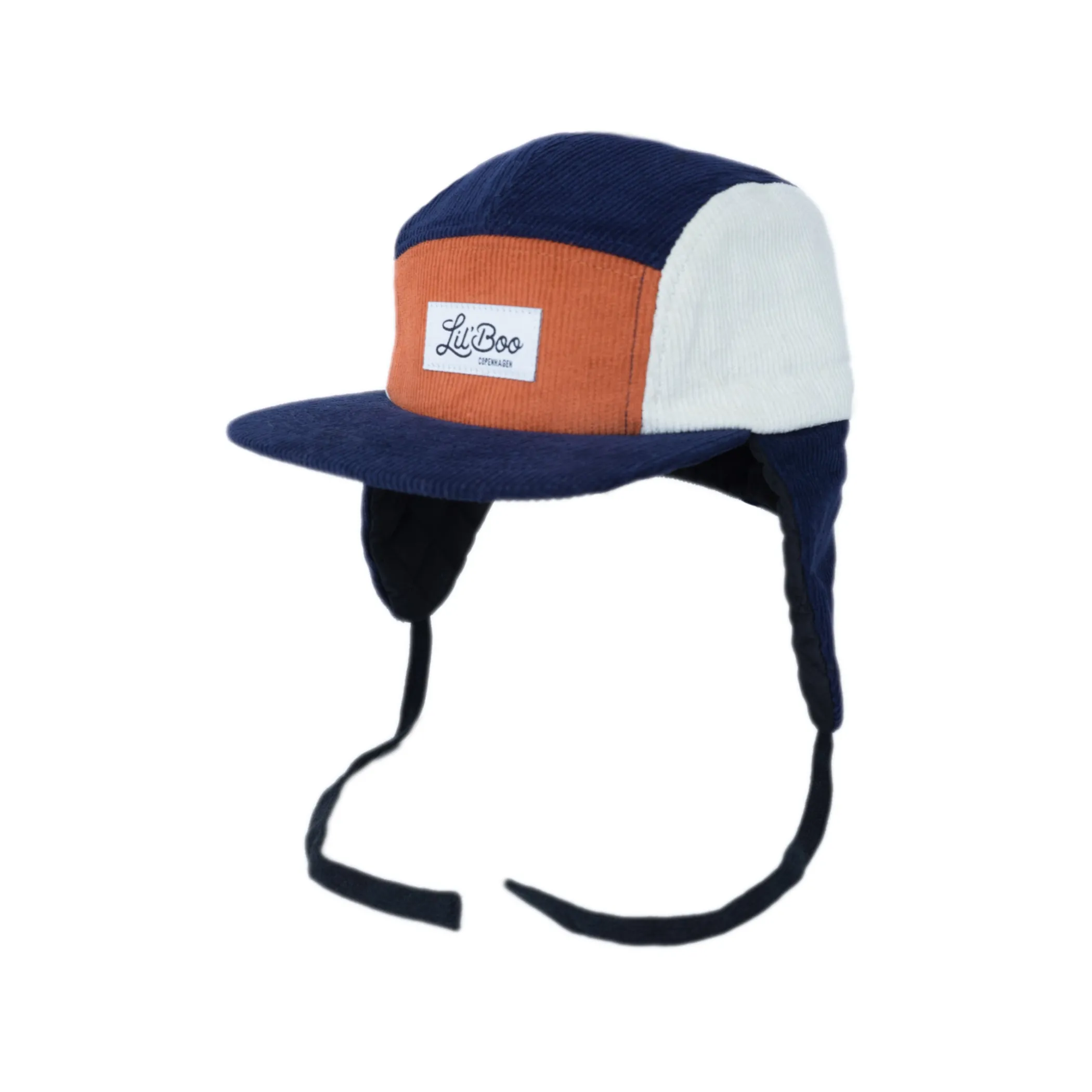 Lil' Boo Corduroy Block 5-Panel with ears - Navy/Caramel< Beanies | Warm Caps, Bucket Hats And Sherpas