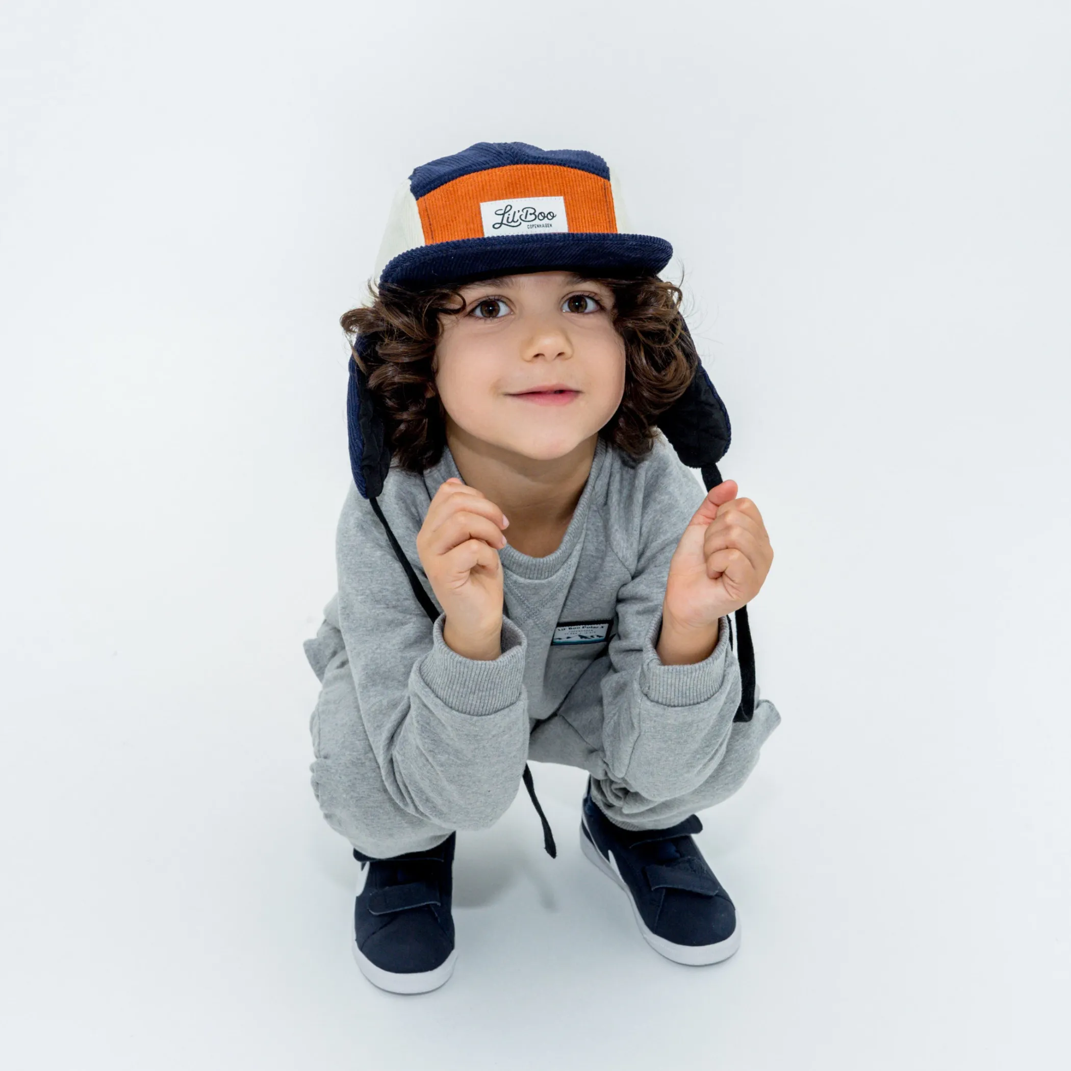 Lil' Boo Corduroy Block 5-Panel with ears - Navy/Caramel< Beanies | Warm Caps, Bucket Hats And Sherpas