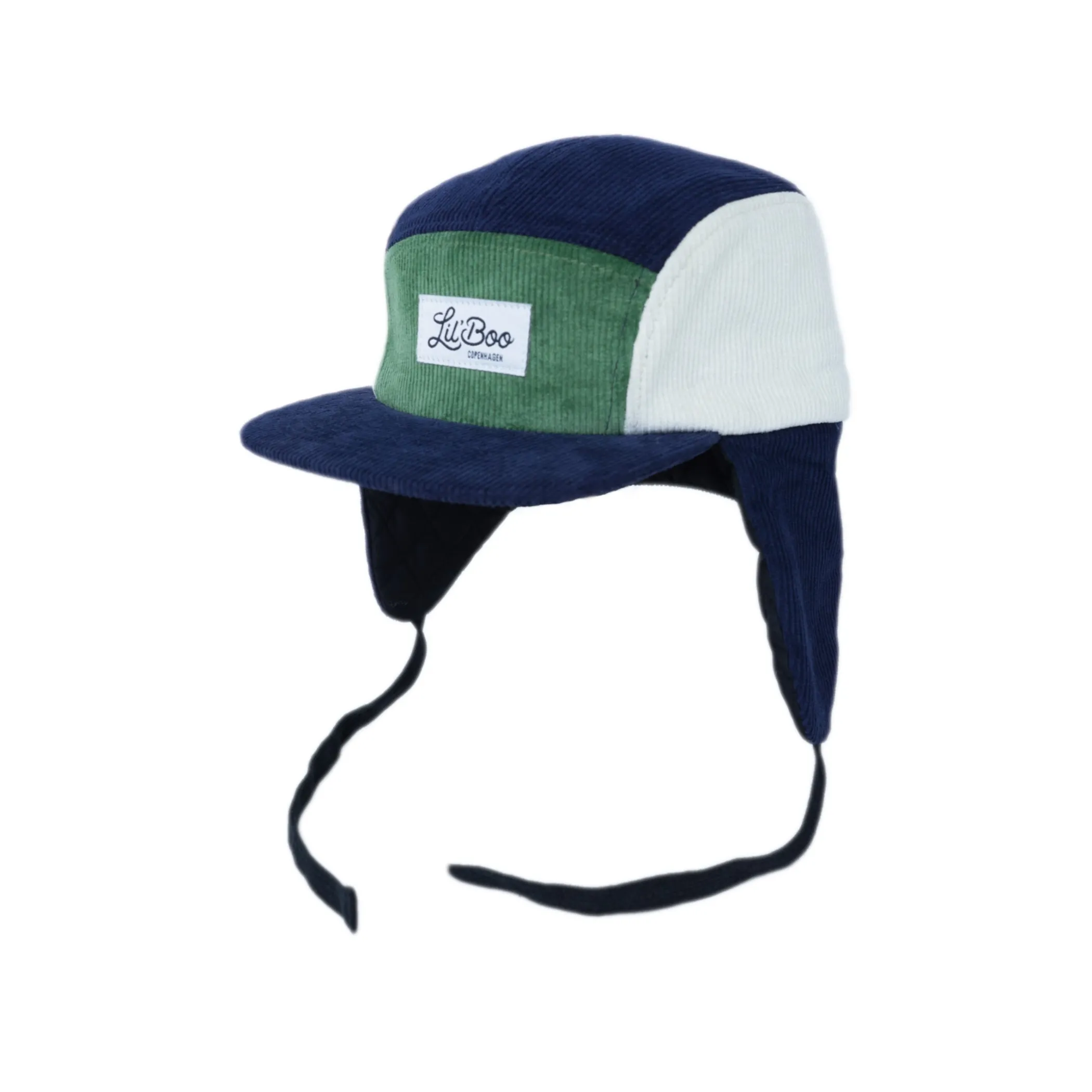 Lil' Boo Corduroy Block 5-Panel with ears - Navy/Green< Beanies | Warm Caps, Bucket Hats And Sherpas