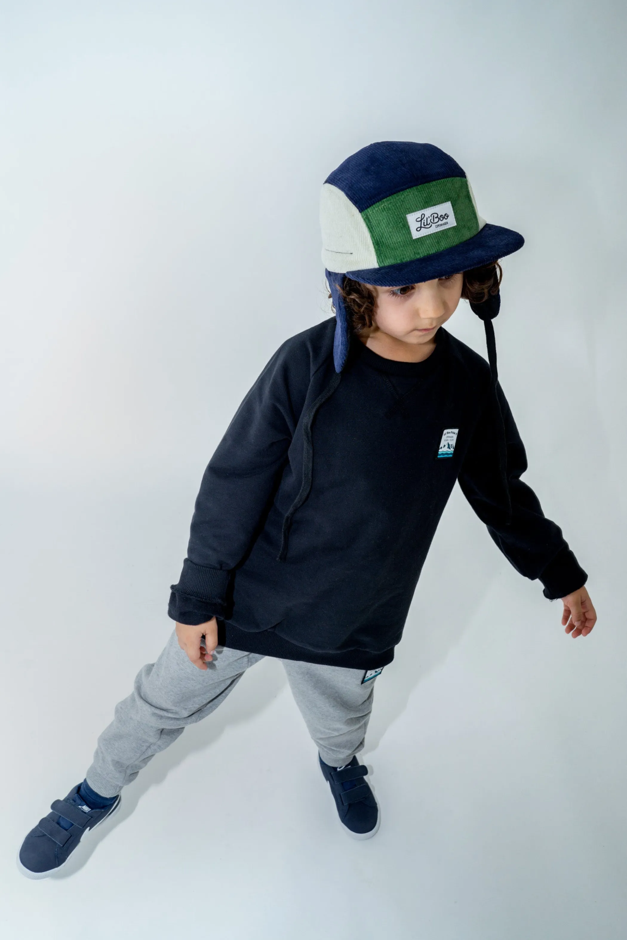 Lil' Boo Corduroy Block 5-Panel with ears - Navy/Green< Beanies | Warm Caps, Bucket Hats And Sherpas