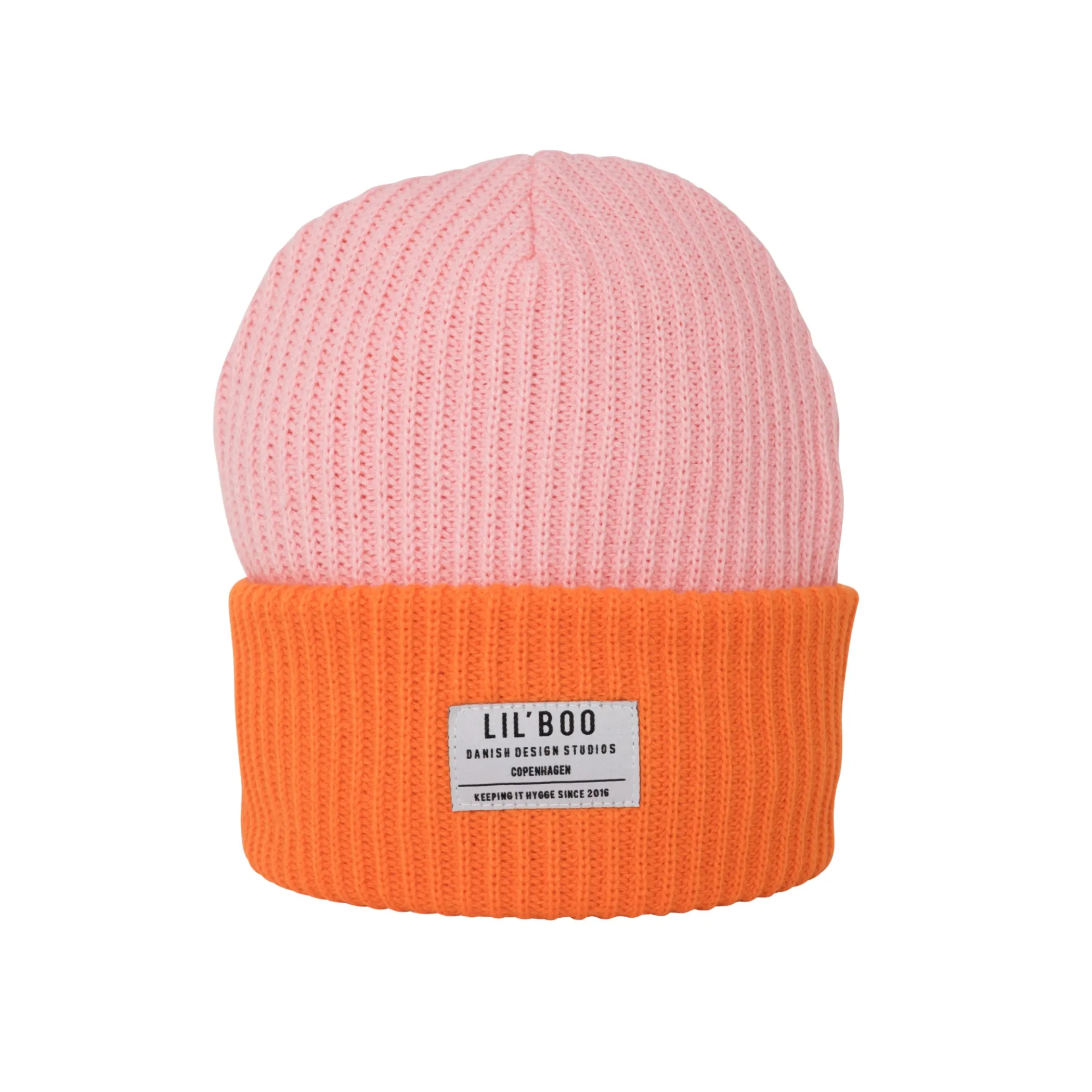 Lil' Boo Lil’ Boo Block Hygge Beanie – Pink/Orange< Beanies