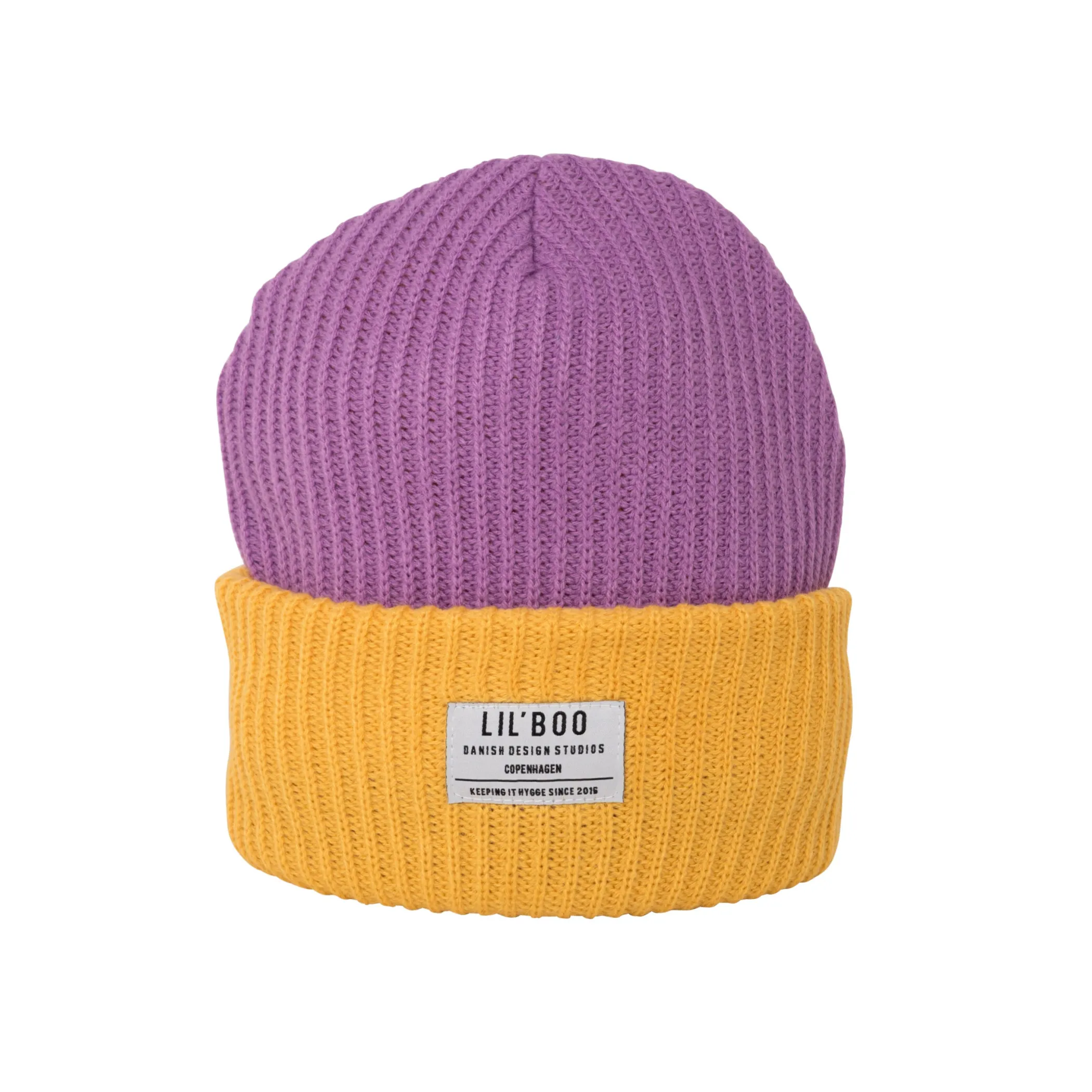 Lil' Boo Lil’ Boo Block Hygge Beanie – Purple/Yellow< Beanies