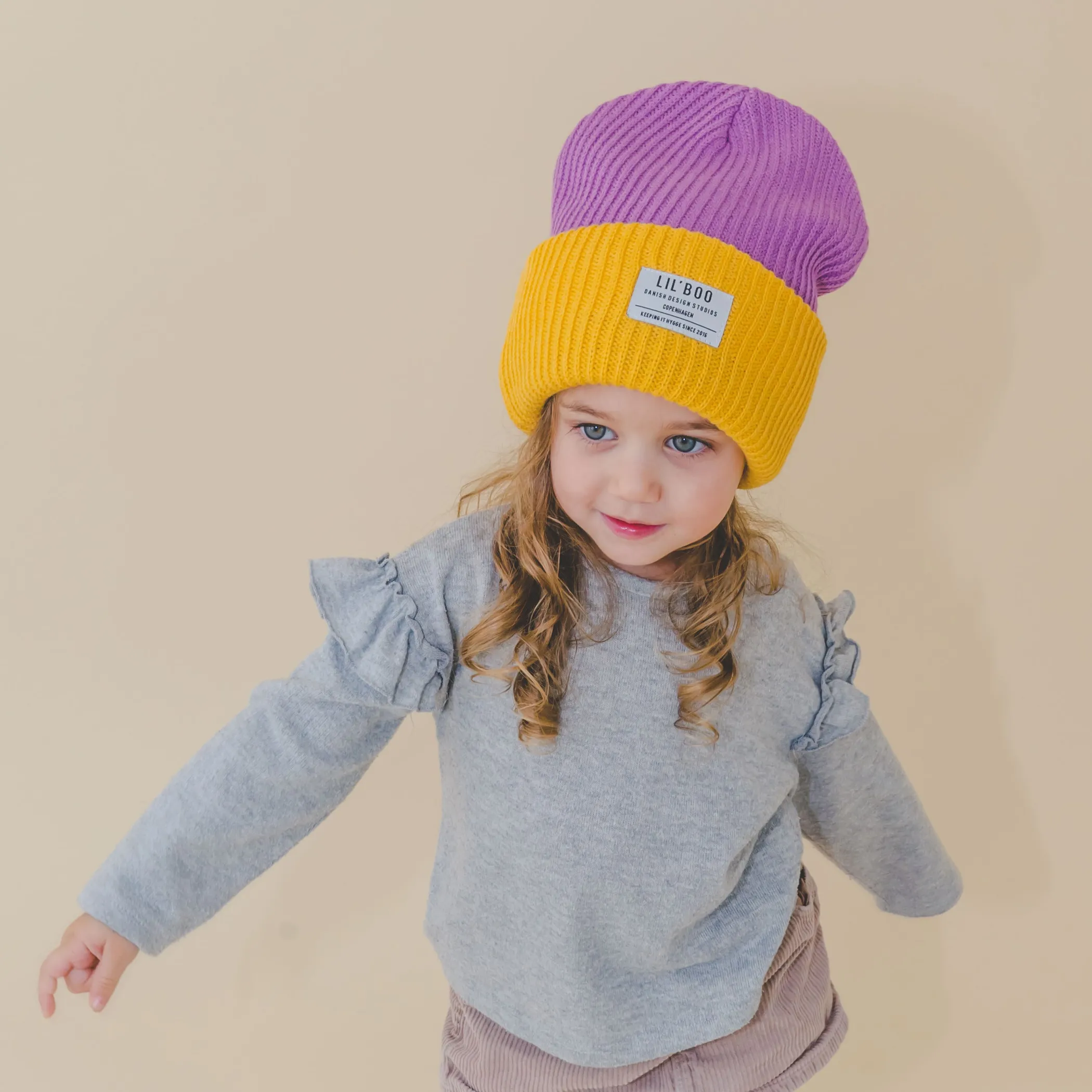 Lil' Boo Lil’ Boo Block Hygge Beanie – Purple/Yellow< Beanies