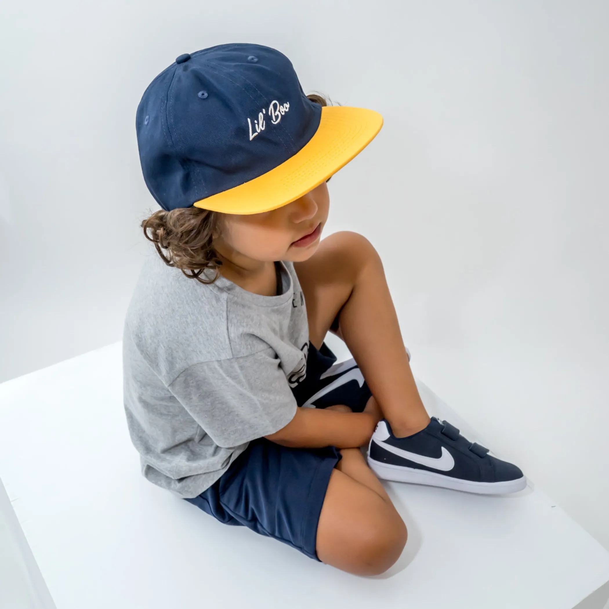 Lil' Boo Organic Snapback Cap - Navy/Yellow< Caps