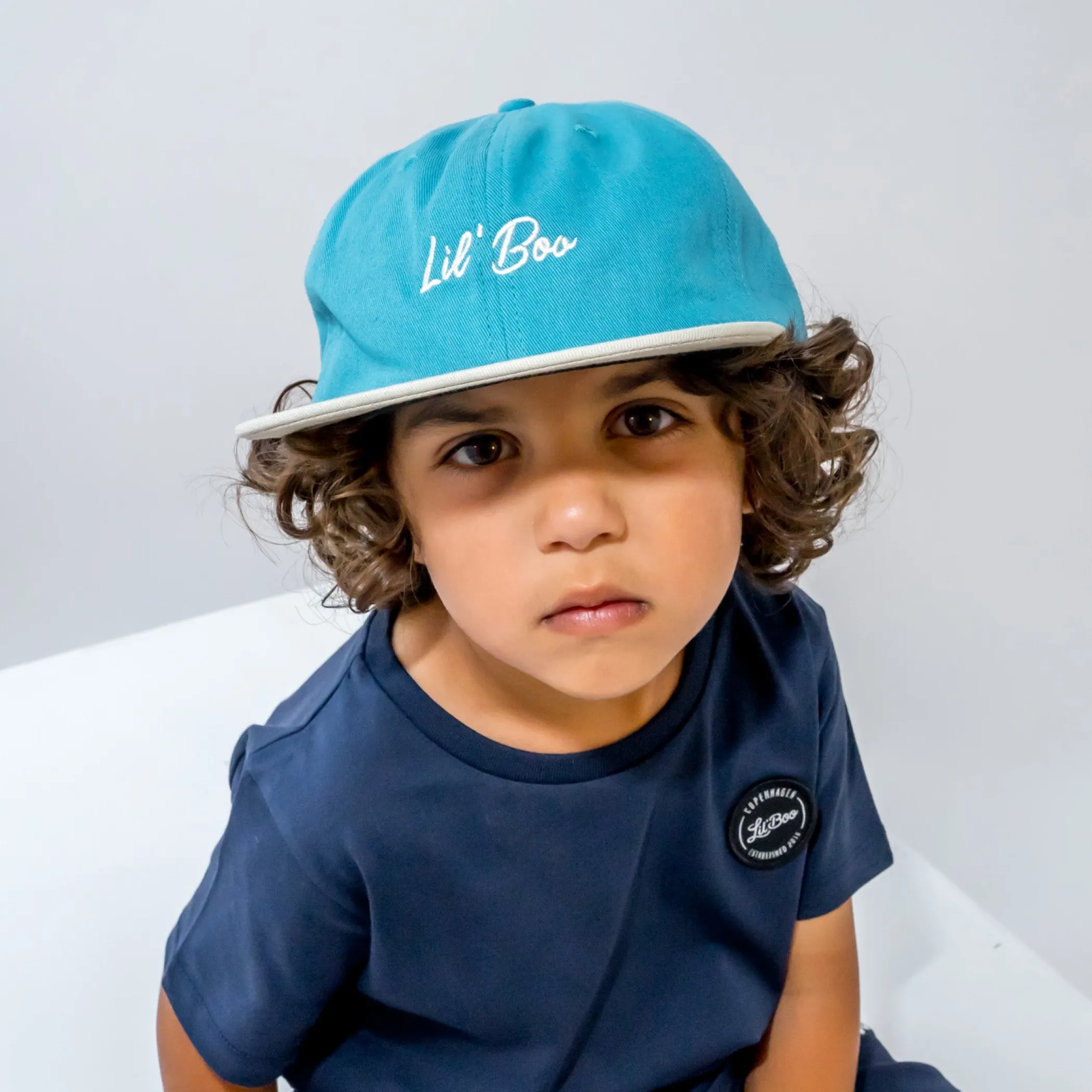 Lil' Boo Organic Snapback Cap - Turquoise/Sand< Caps