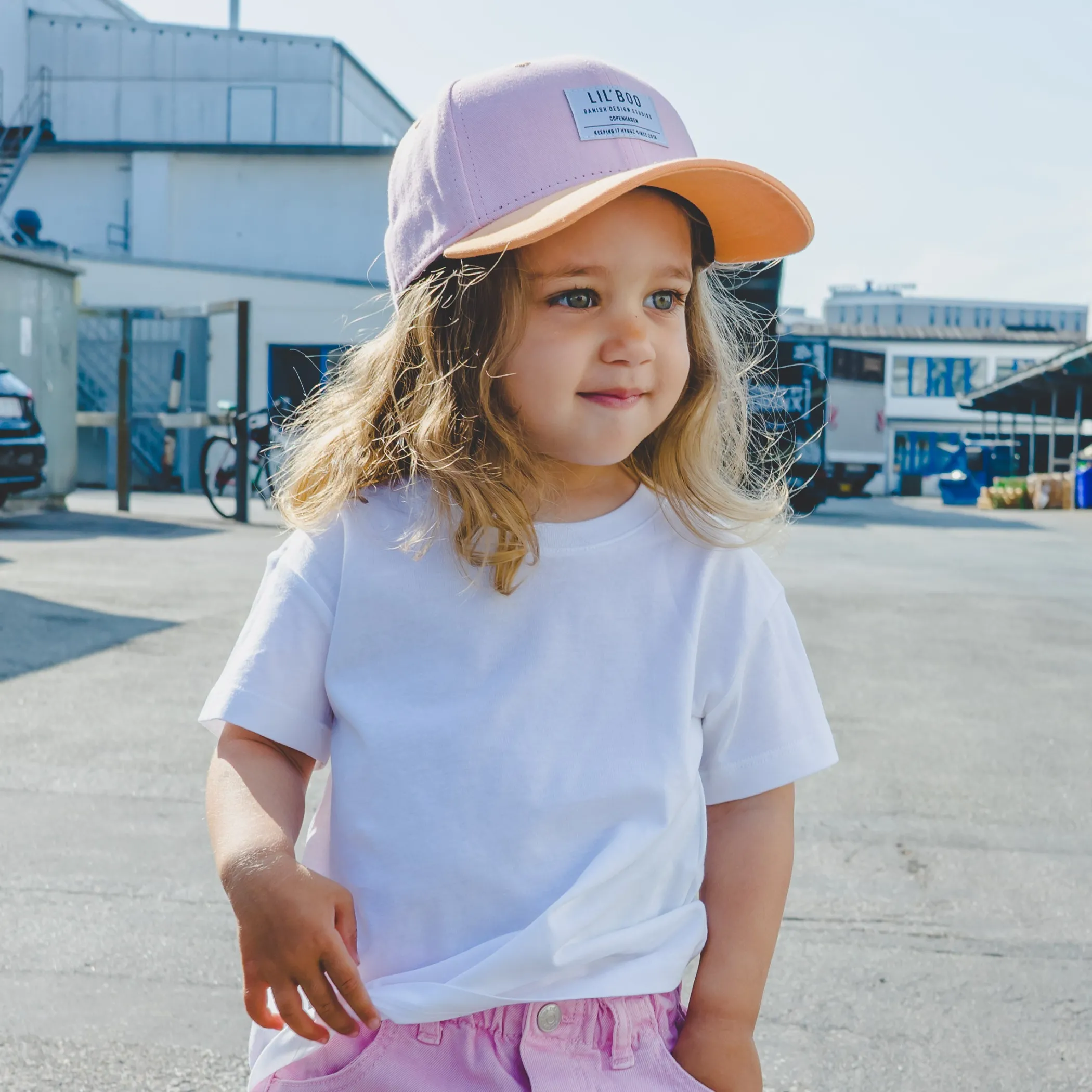 Lil' Boo Organic Block Snapback - Pink/Orange< Caps