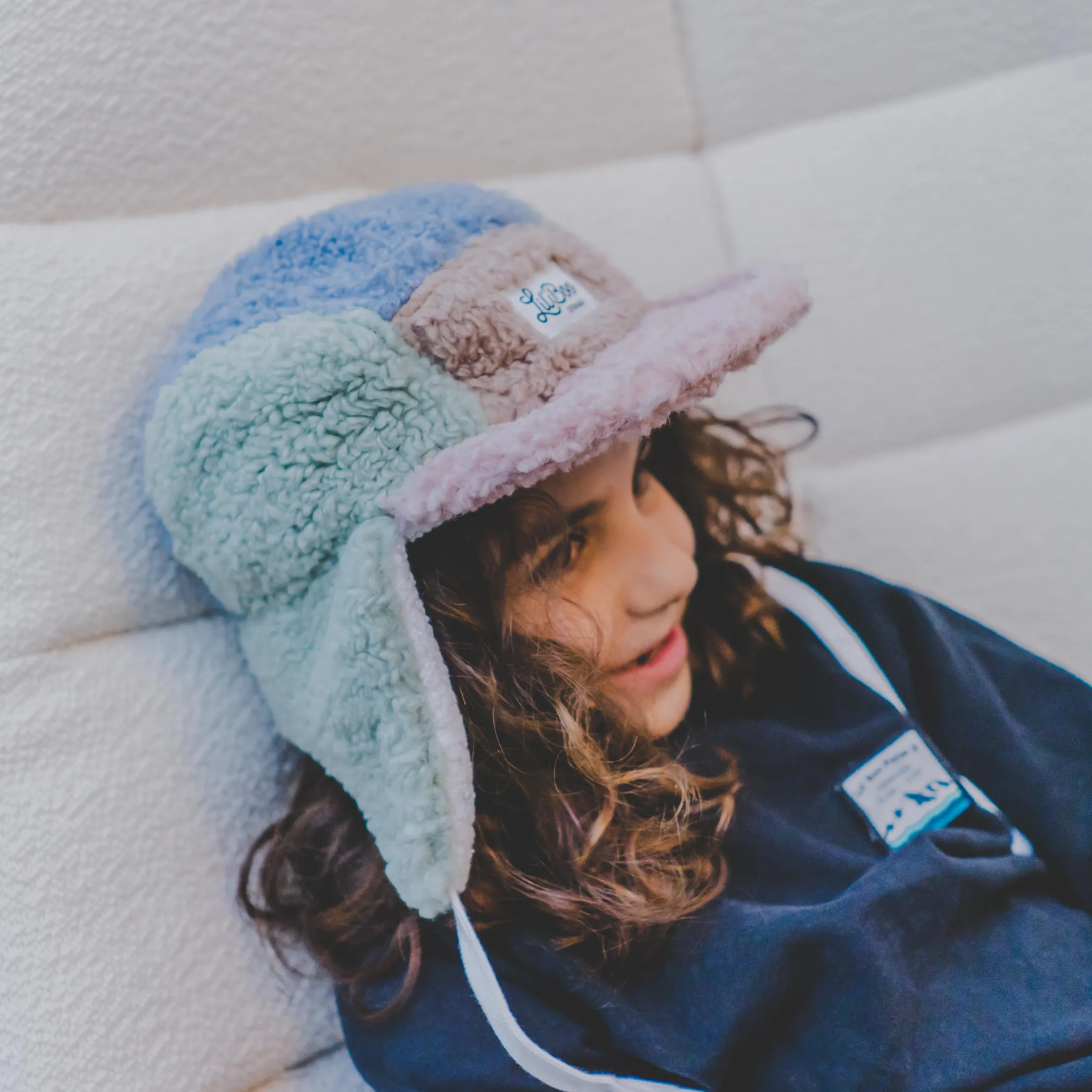 Lil' Boo Teddy Block 5 panel - mint, blue, rose< Beanies | Warm Caps, Bucket Hats And Sherpas