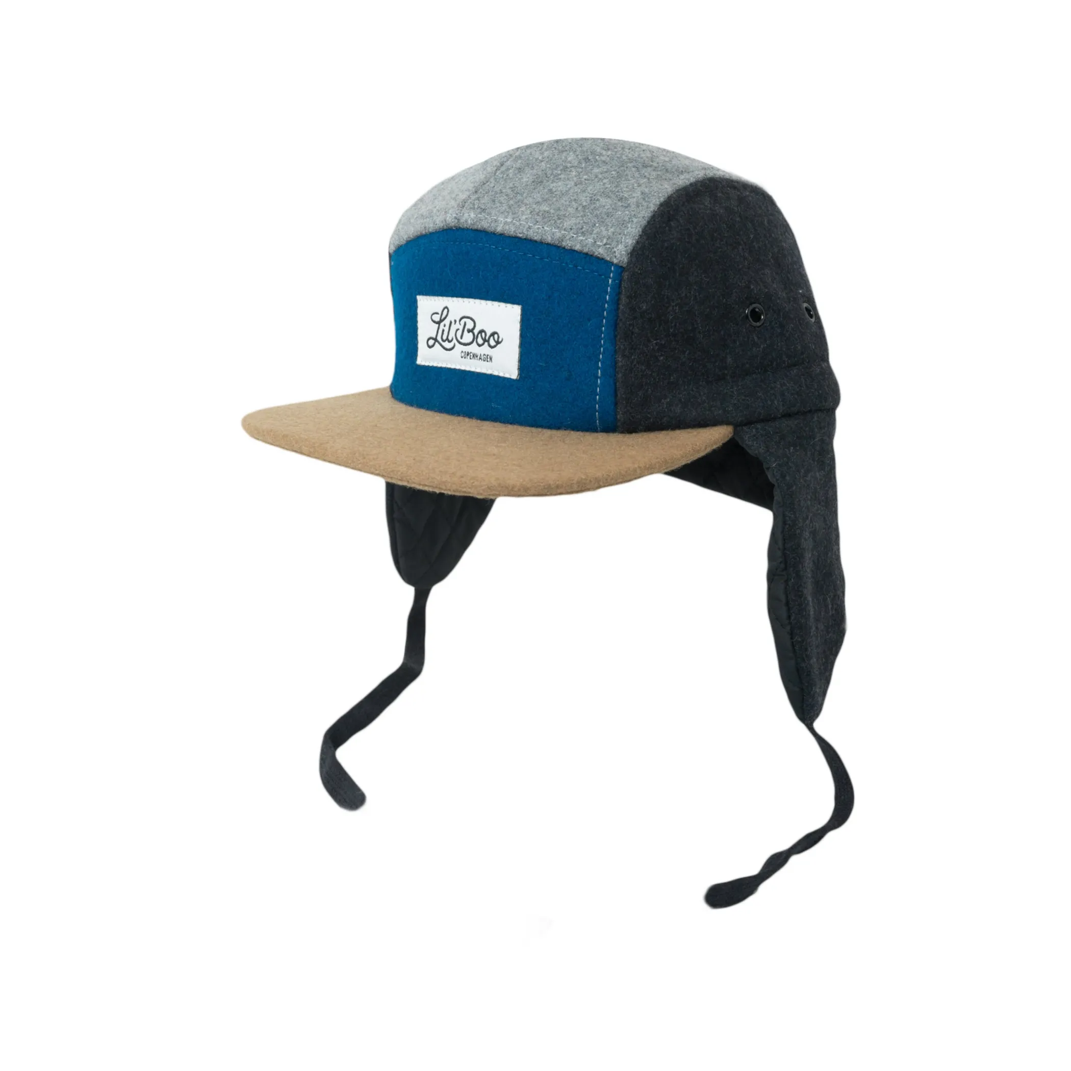 Lil' Boo Wool Block 5 Panel W. Ears - Grey/Blue< Beanies | Warm Caps, Bucket Hats And Sherpas