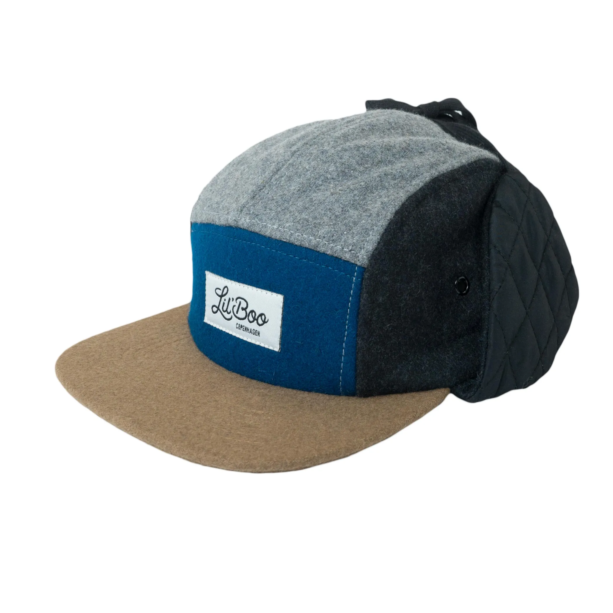 Lil' Boo Wool Block 5 Panel W. Ears - Grey/Blue< Beanies | Warm Caps, Bucket Hats And Sherpas